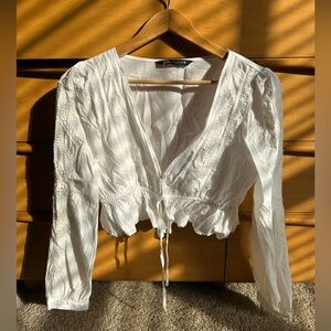 Zara White Blouse with Lace Detail